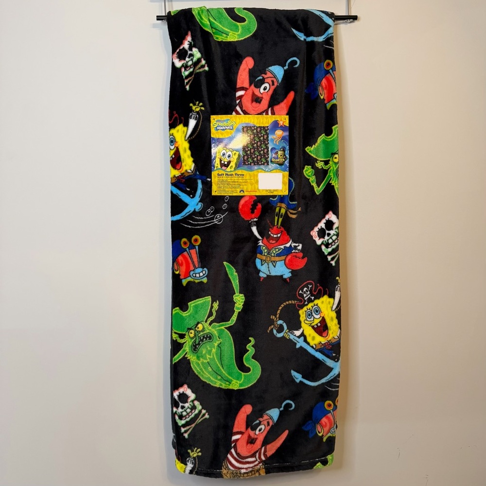 New SpongeBob SquarePants Halloween Throw Blanket Mr Krabs Patrick Star Black